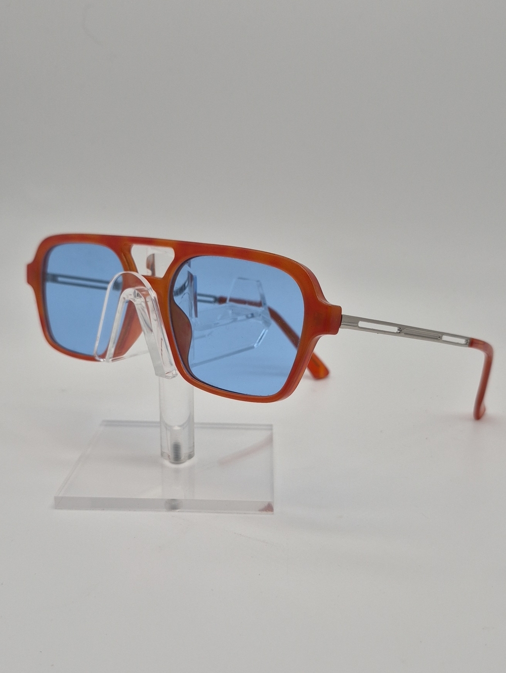Women's Orange Frame Sunglasses with Blue Lenses